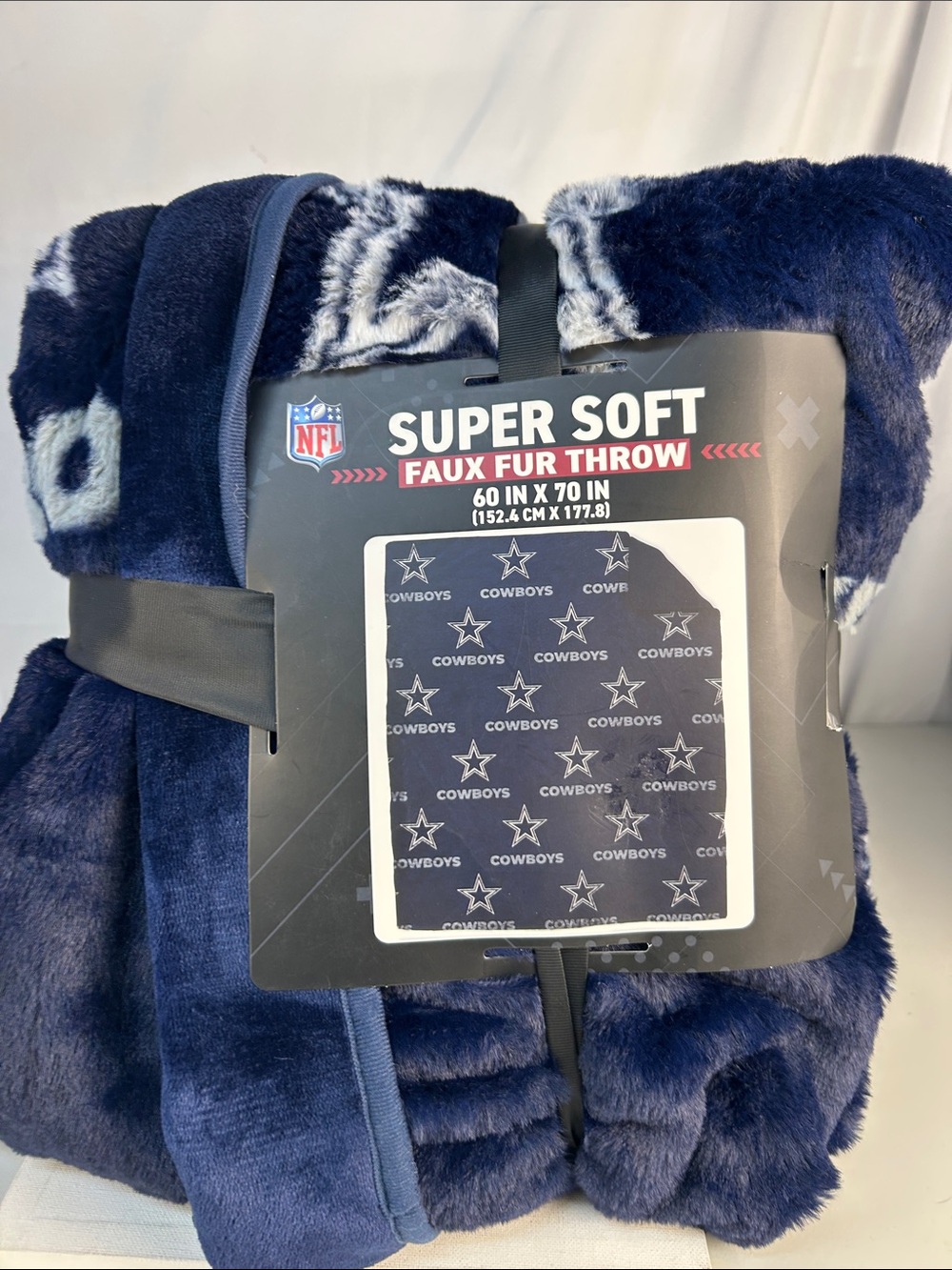 NFL Dallas Cowboys Navy Faux Fur Kids Throw Blanket